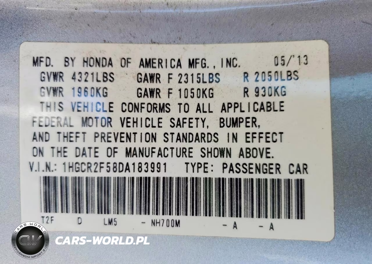 2013 Honda Accord Sport VIN:1HGCR2F58DA183991 - 12