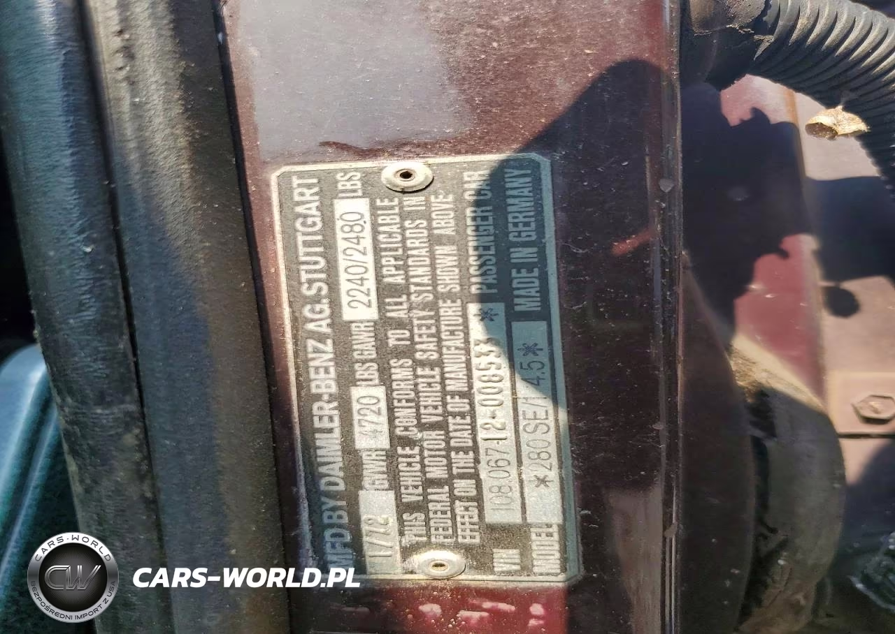 1972 Mercedes-Benz 280 Se VIN:10806712008533 - 12