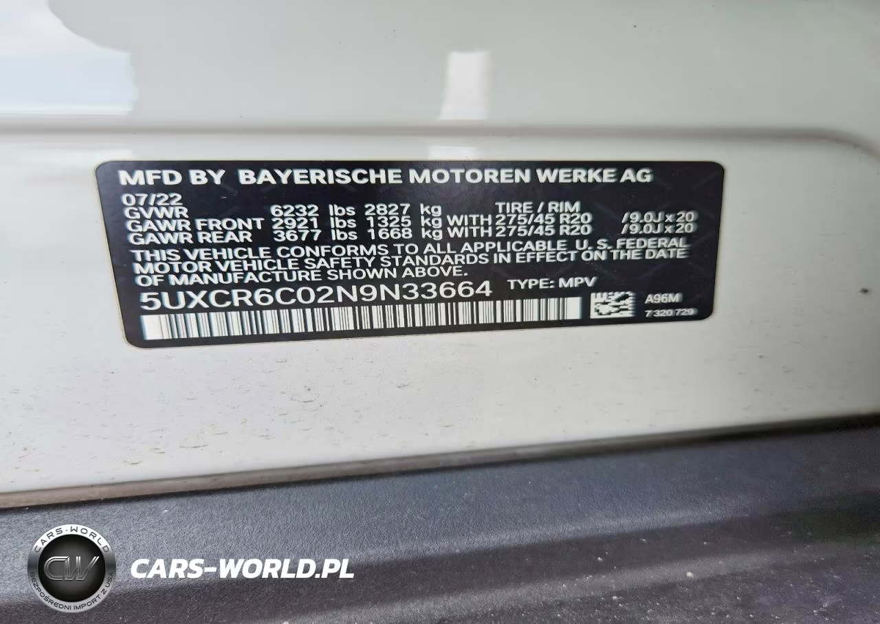 2022 BMW X5 xDrive40I VIN:5UXCR6C02N9N33664 - 14