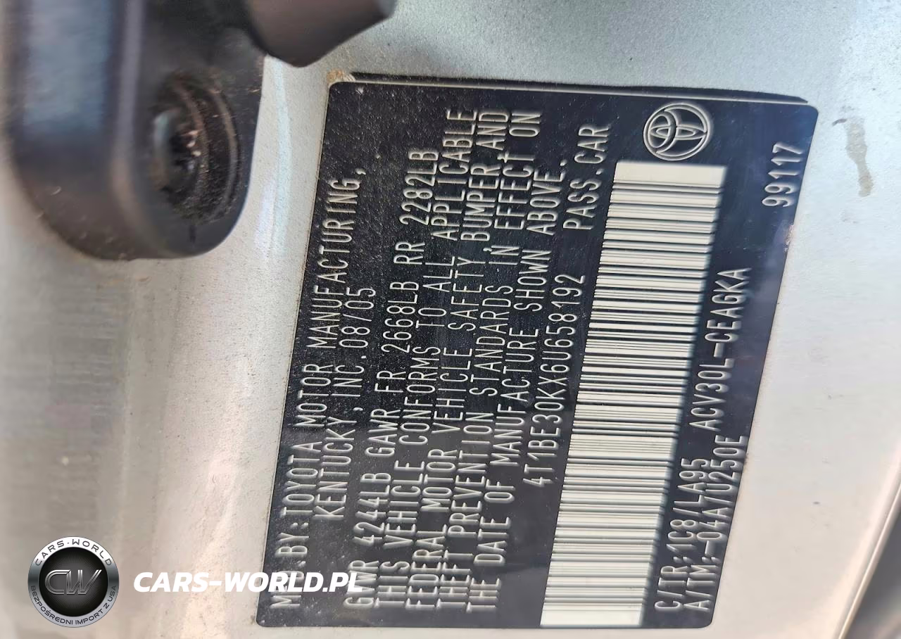2006 Toyota Camry Xle VIN:4T1BE30KX6U658192 - 12
