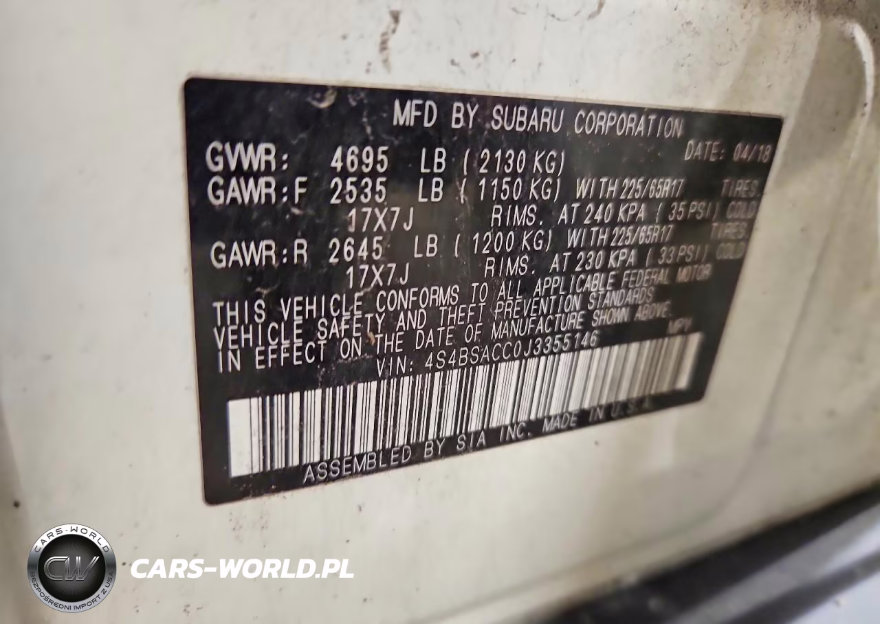 2018 Subaru Outback 2.5I Premium VIN:4S4BSACC0J3355146 - 13