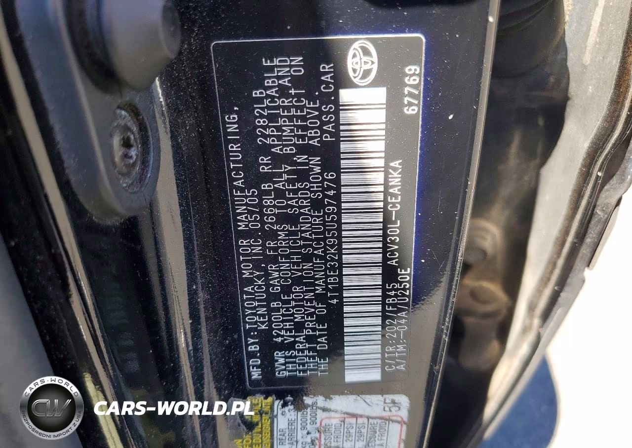 2005 Toyota Camry Le VIN:4T1BE32K95U597476 - 13