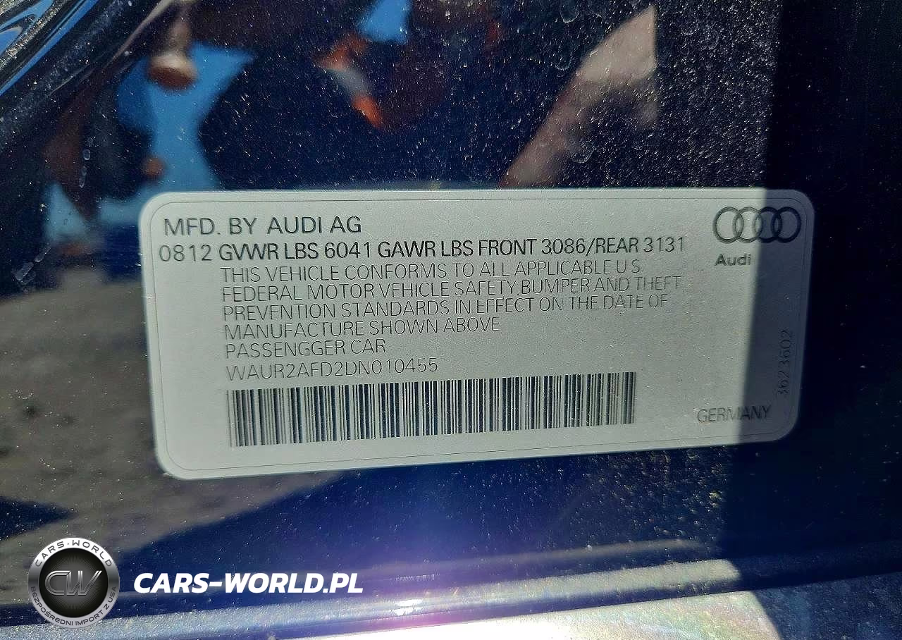 2013 Audi A8 L Quattro VIN:WAUR2AFD2DN010455 - 12