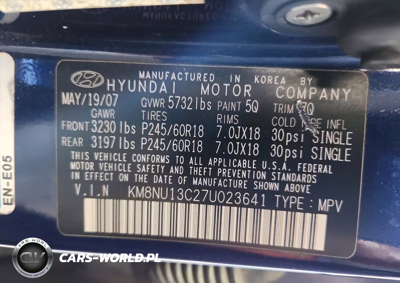 2007 Hyundai Veracruz Gls VIN:KM8NU13C27U023641 - 14