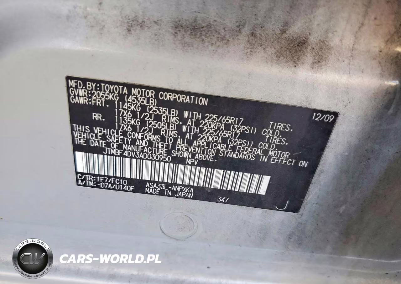2010 Toyota Rav4 Base VIN:JTMBF4DV3AD030950 - 12