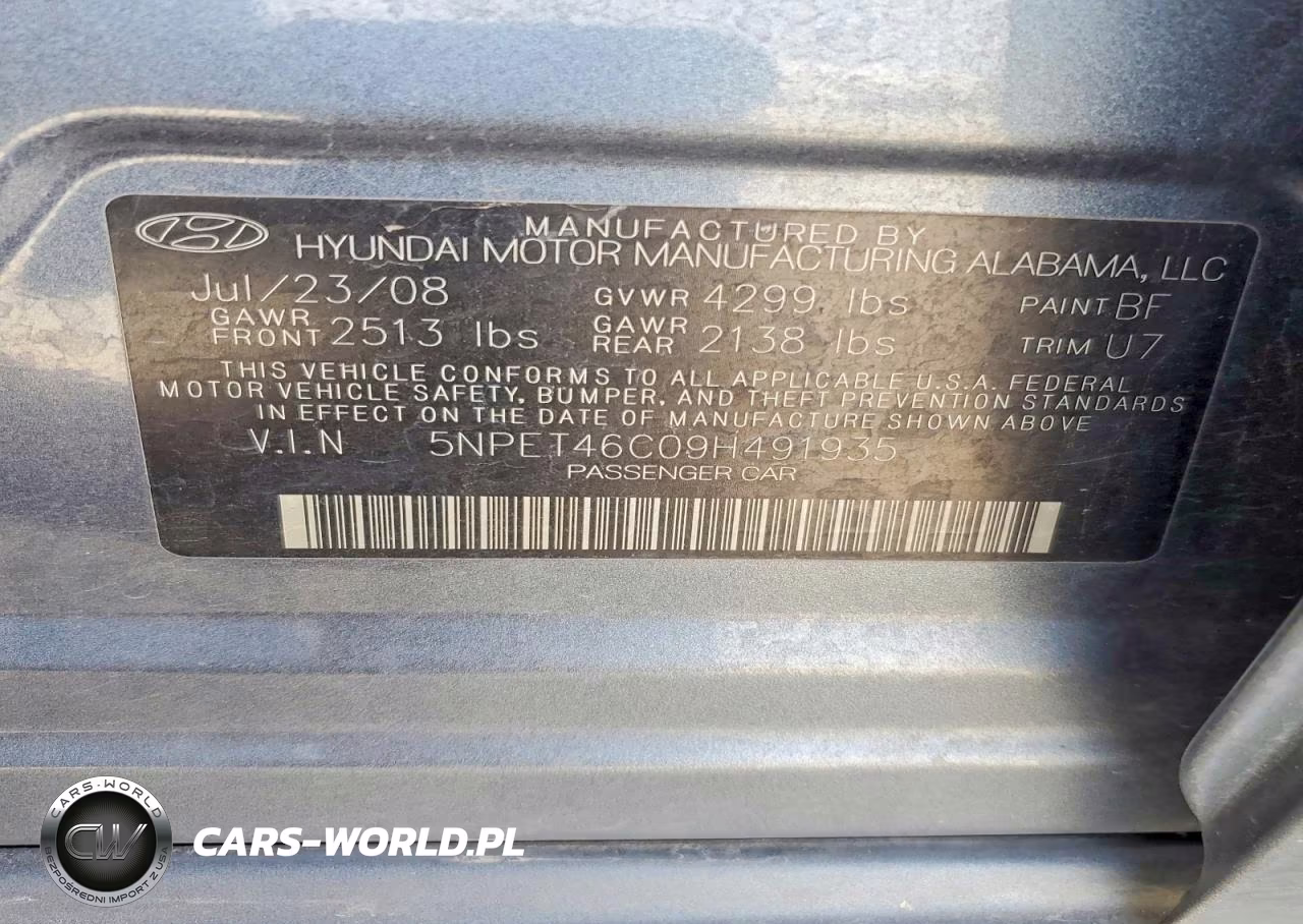 2009 Hyundai Sonata Gls VIN:5NPET46C09H491935 - 13
