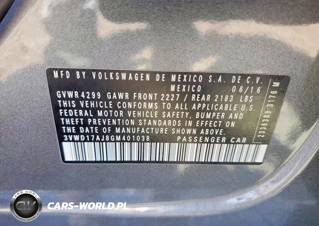 2016 Volkswagen Jetta Sport VIN:3VWD17AJ8GM401038 - 12