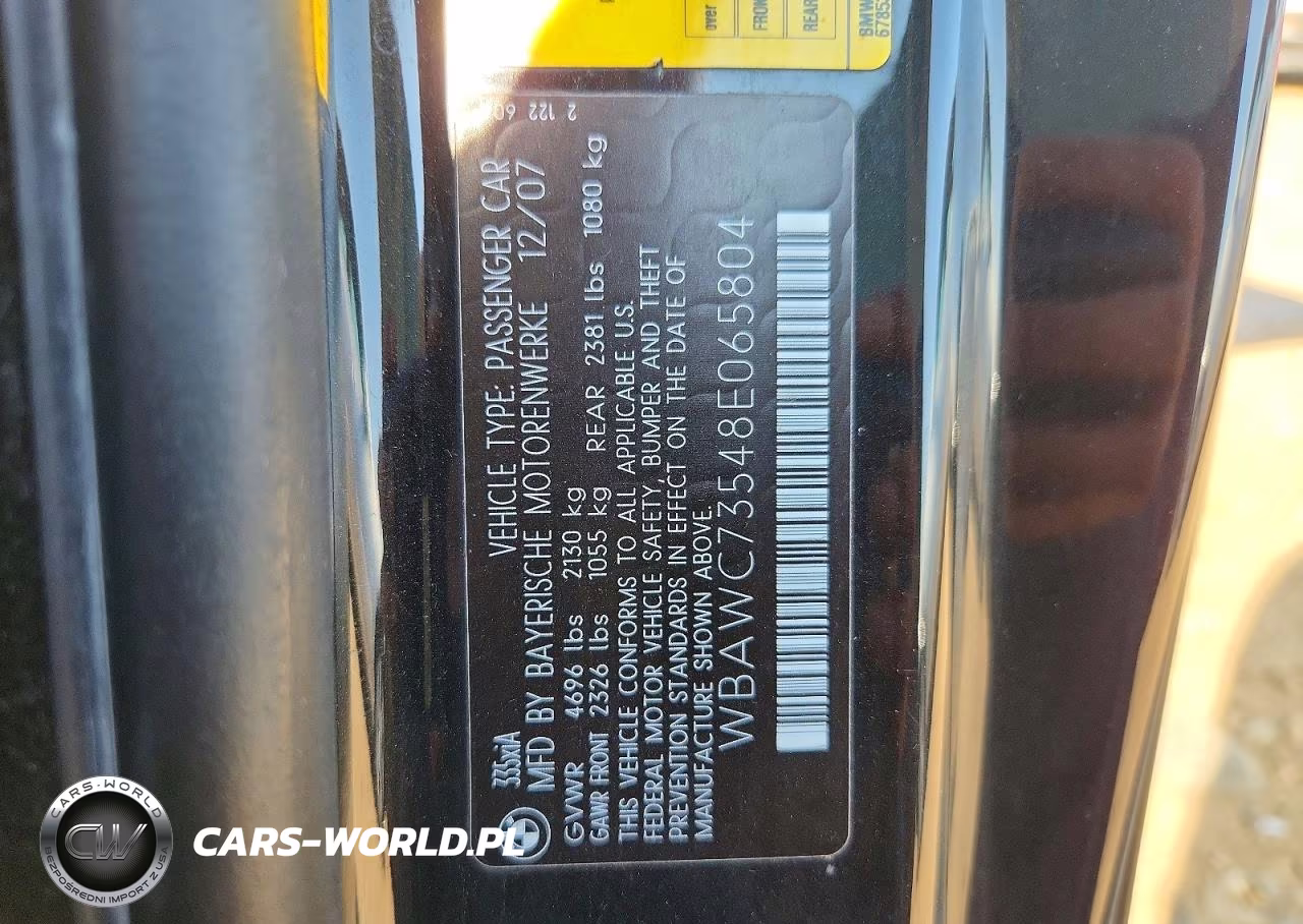 2008 BMW 335 Xi VIN:WBAWC73548E065804 - 12