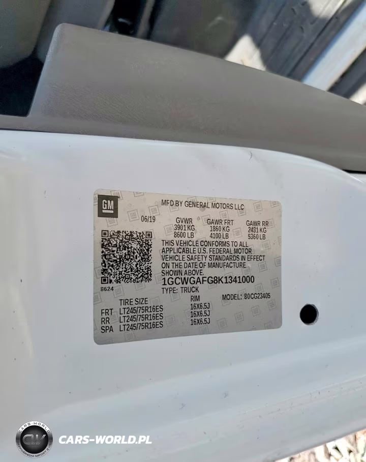 2019 Chevrolet Express G2500 VIN:1GCWGAFG8K1341000 - 13