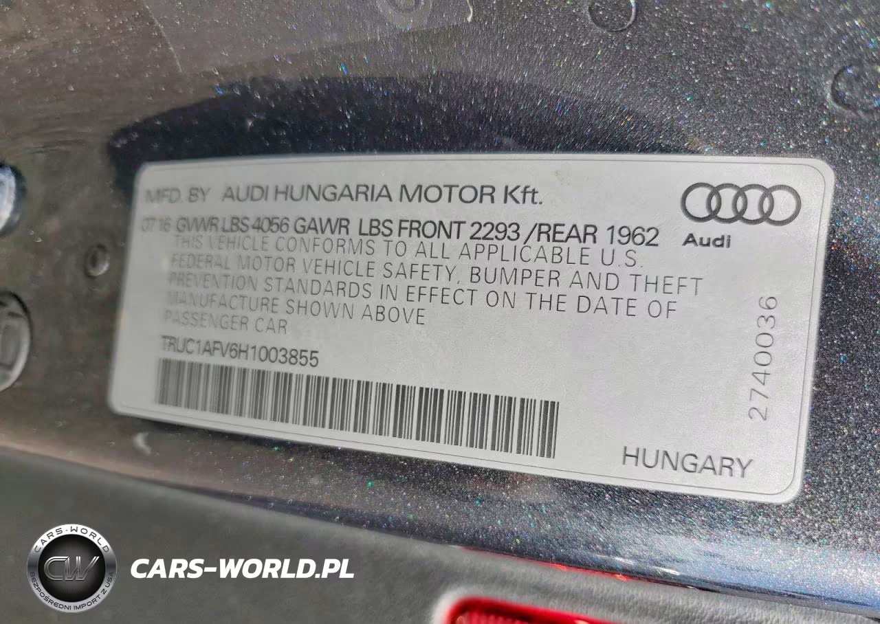 2017 Audi Tts VIN:TRUC1AFV6H1003855 - 13
