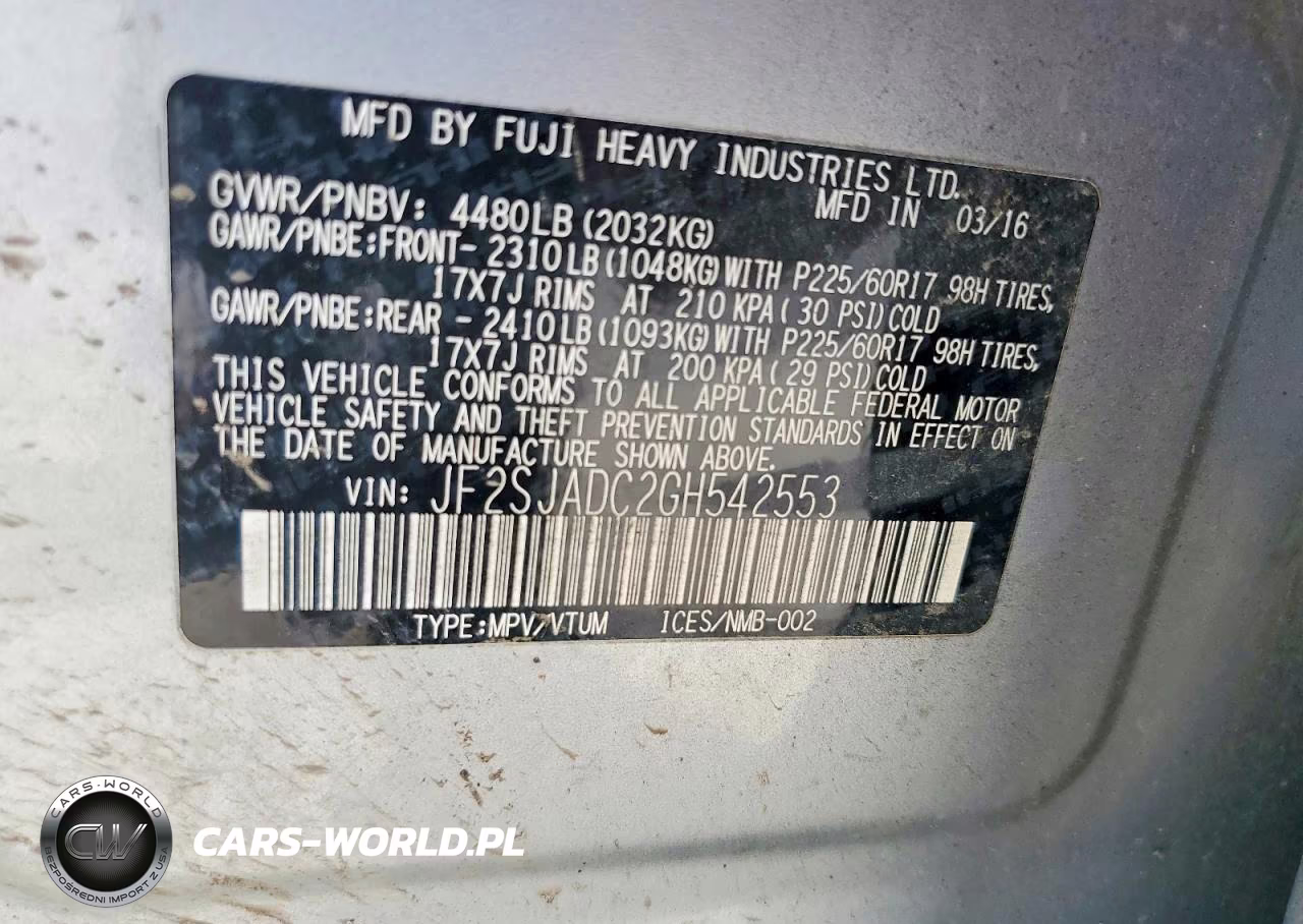 2016 Subaru Forester 2.5I Premium VIN:JF2SJADC2GH542553 - 13