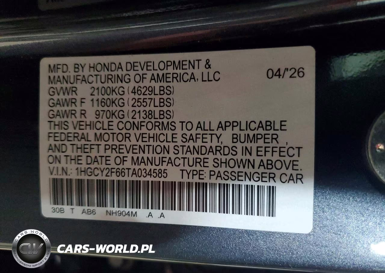 2026 Honda Accord Hybrid Exl VIN:1HGCY2F66TA034585 - 12
