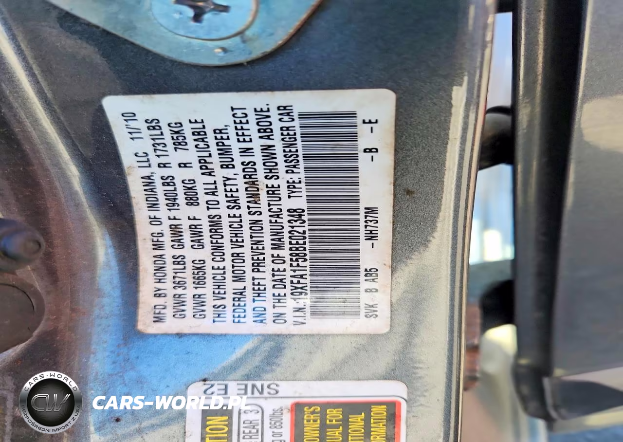 2011 Honda Civic Lx VIN:19XFA1F58BE021348 - 12