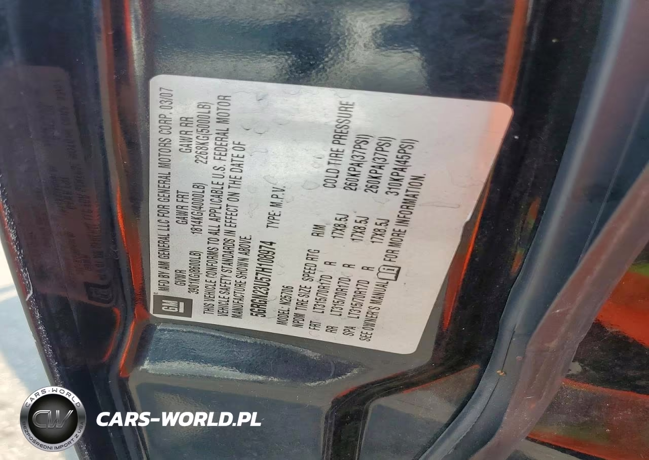 2007 Hummer H2 VIN:5GRGN23U57H108974 - 13