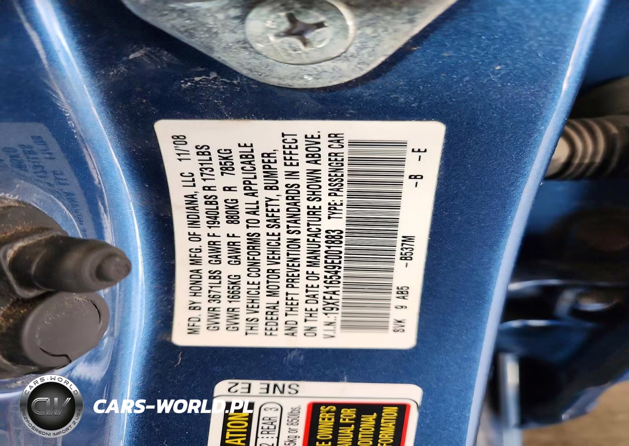 2009 Honda Civic Lx VIN:19XFA16549E001883 - 12