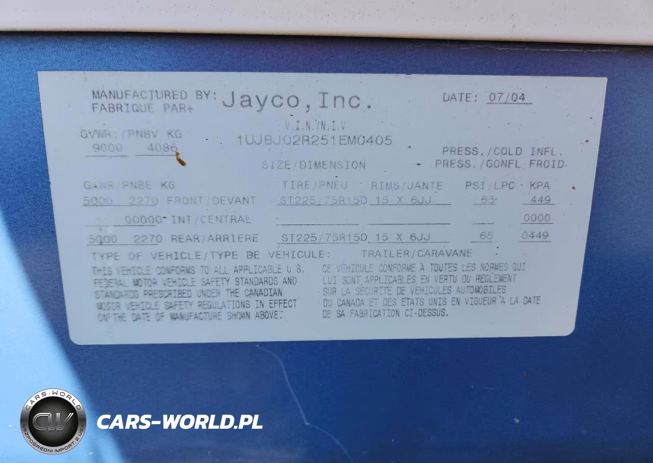 2005 Jayco Jay Flight Camper VIN:1UJBJ02R251EM0405 - 10