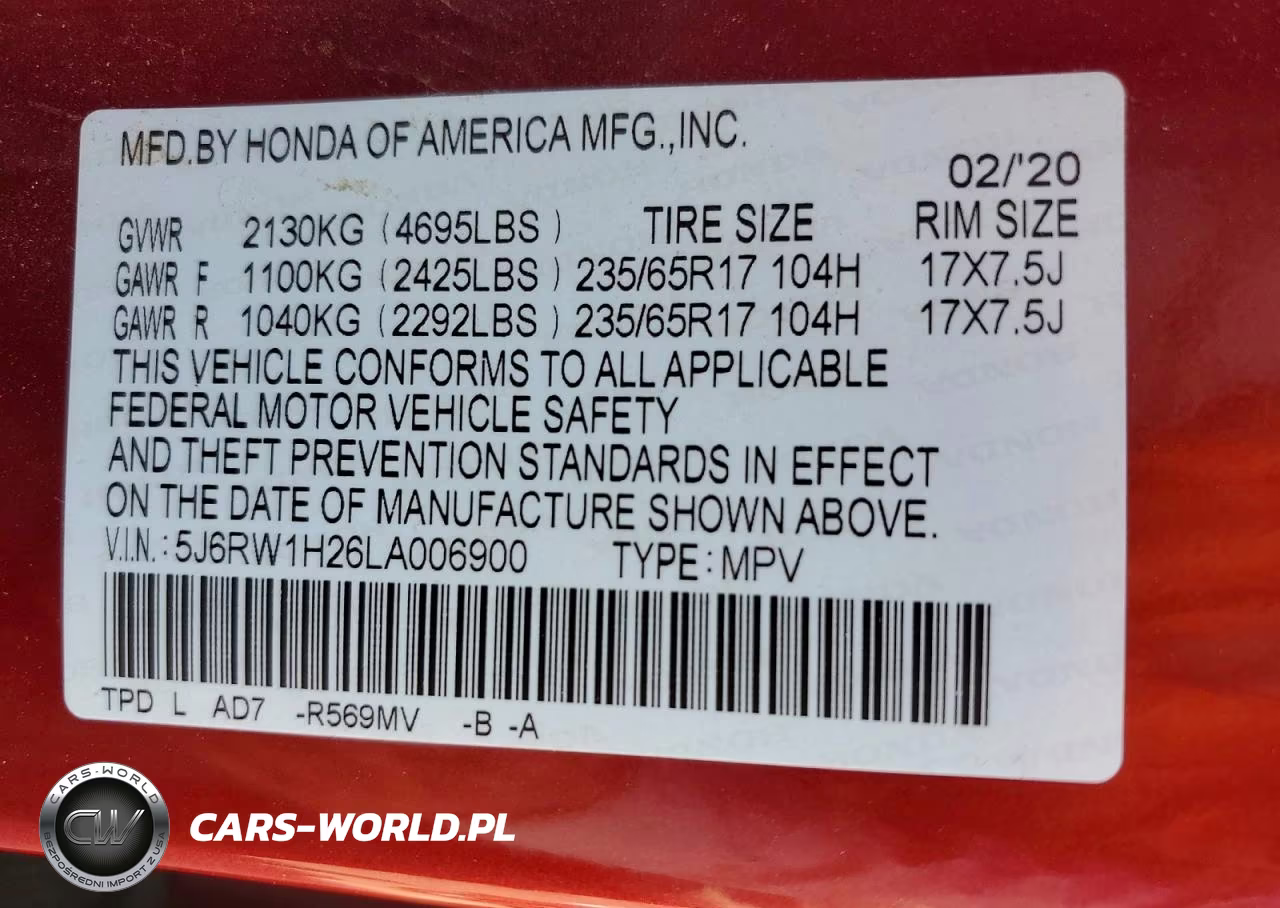 2020 Honda Cr-V Lx VIN:5J6RW1H26LA006900 - 13