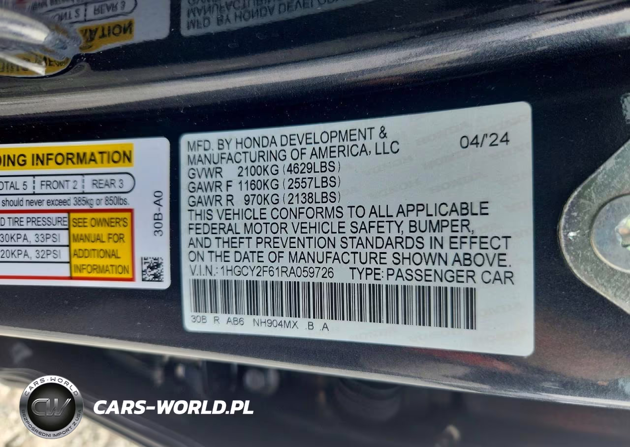 2024 Honda Accord Hybrid Exl VIN:1HGCY2F61RA059726 - 12