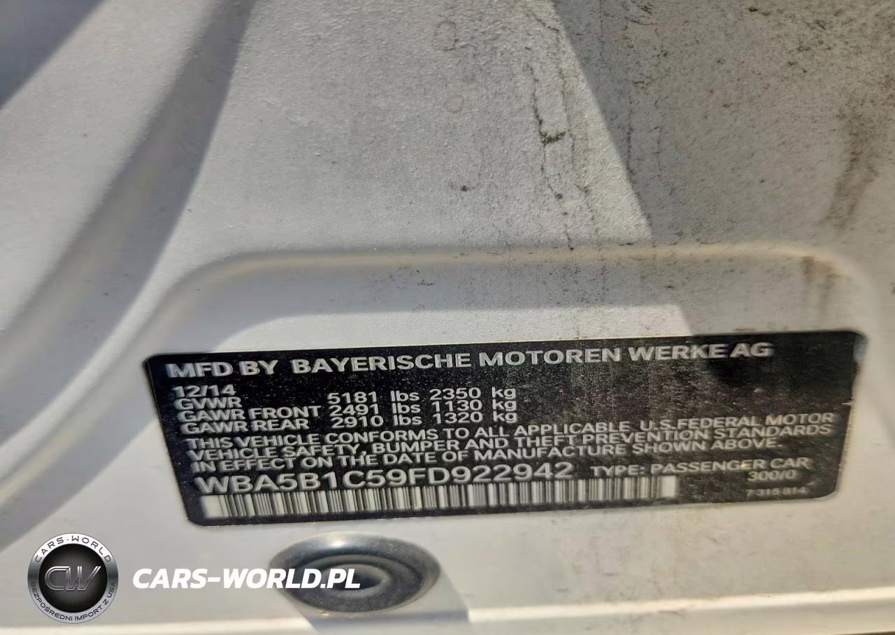 2015 BMW 535I VIN:WBA5B1C59FD922942 - 12