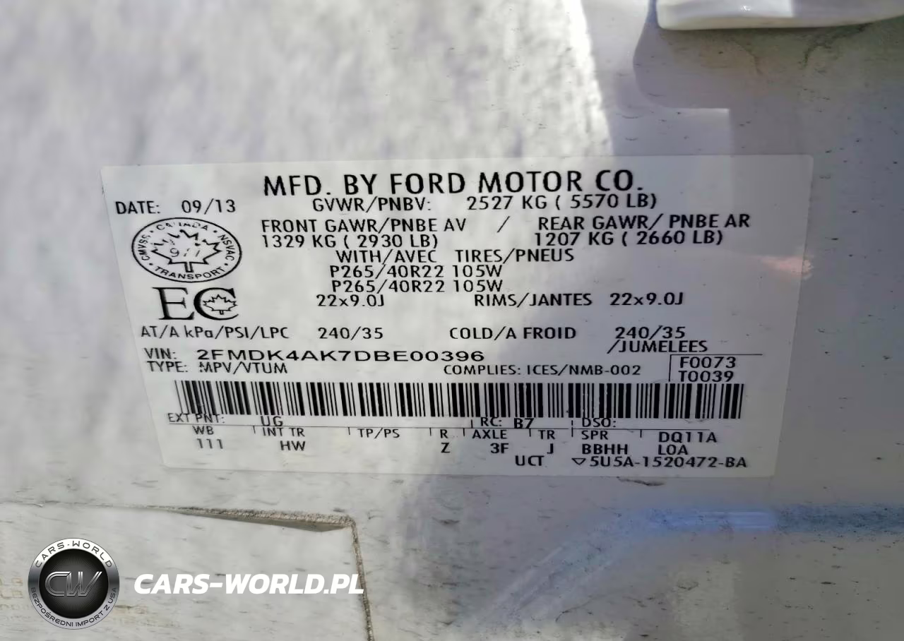 2013 Ford Edge Sport VIN:2FMDK4AK7DBE00396 - 13