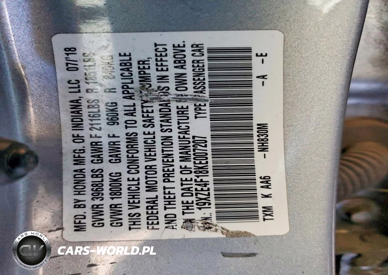 2019 Honda Insight Lx VIN:19XZE4F18KE007207 - 12