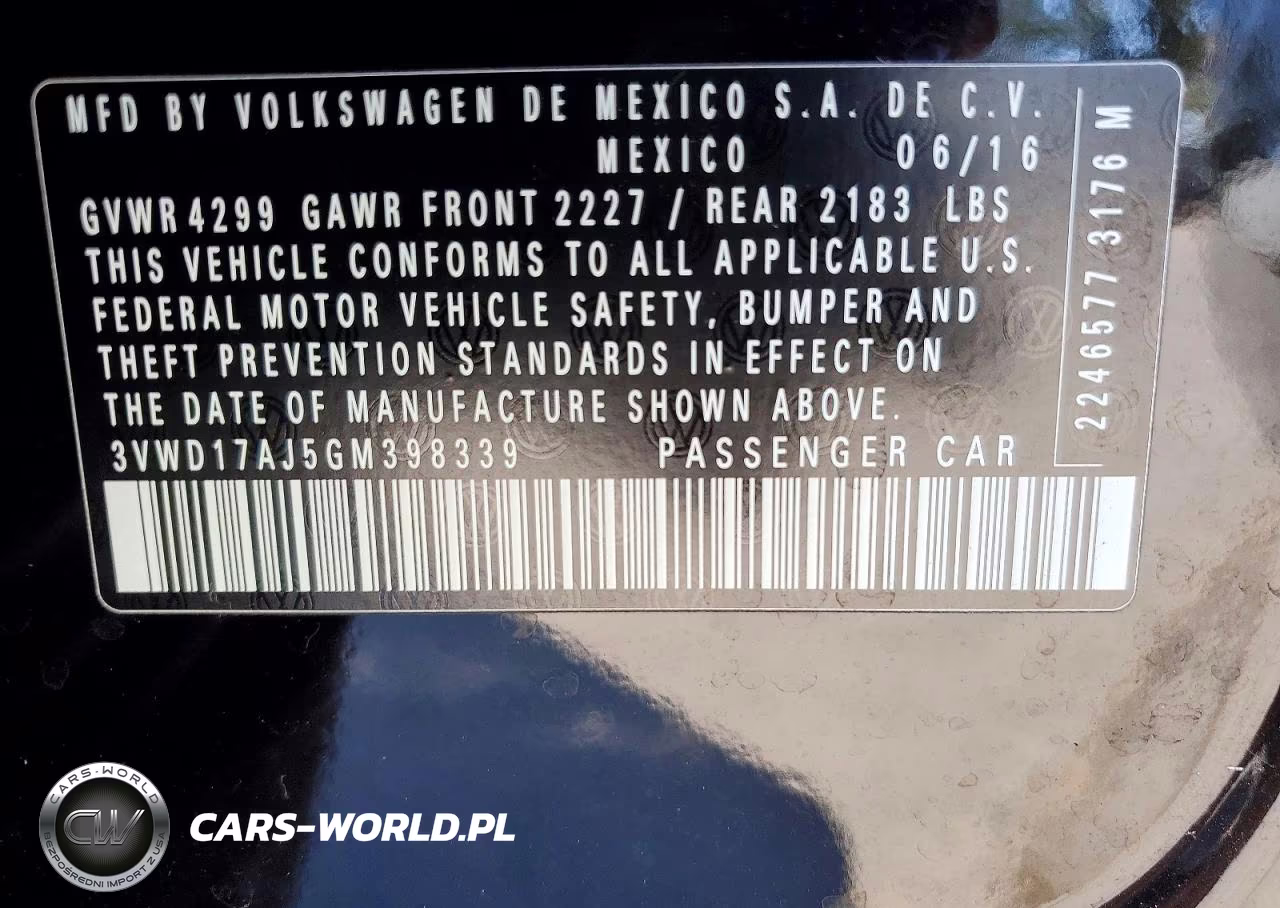 2016 Volkswagen Jetta Sport VIN:3VWD17AJ5GM398339 - 12