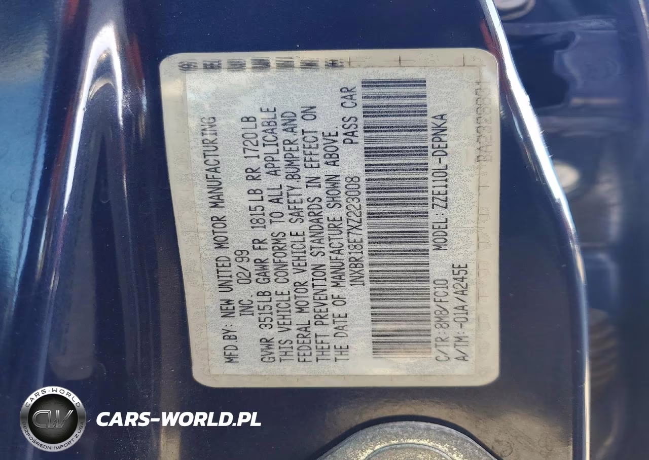 1999 Toyota Corolla Ve VIN:1NXBR18E7XZ223008 - 12