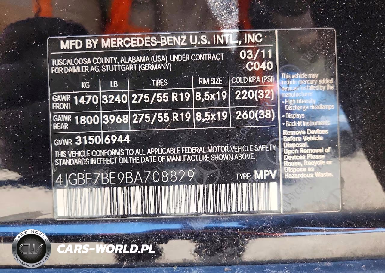 2011 Mercedes-Benz Gl 450 4Matic VIN:4JGBF7BE9BA708829 - 14