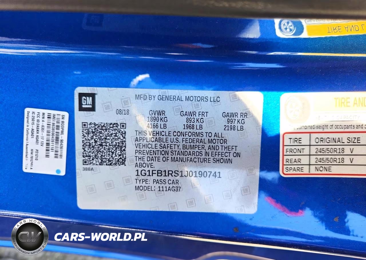 2018 Chevrolet Camaro Lt VIN:1G1FB1RS1J0190741 - 12