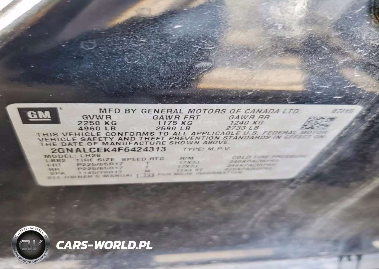 2015 Chevrolet Equinox Lt VIN:2GNALCEK4F6424313 - 12