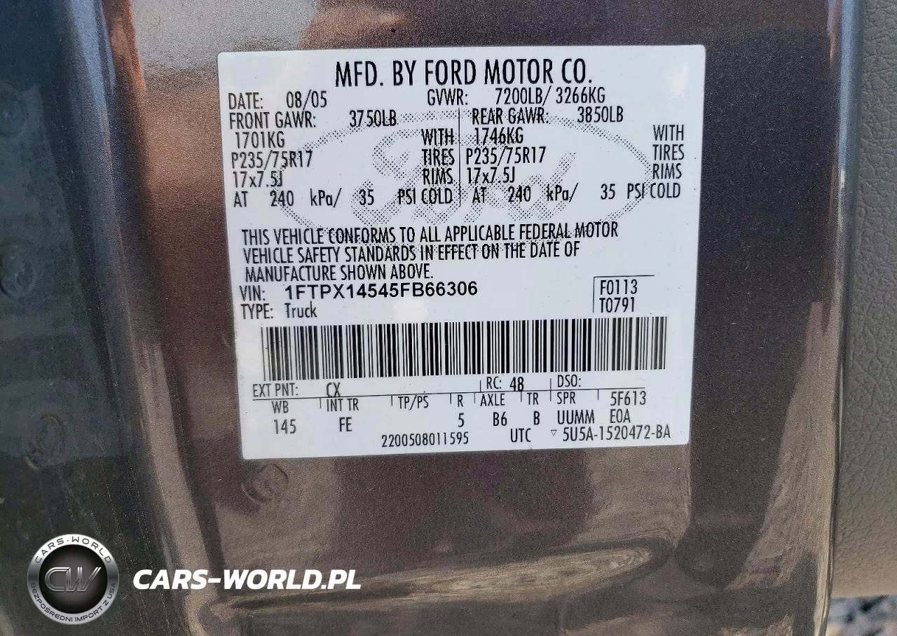 2005 Ford F150 VIN:1FTPX14545FB66306 - 12