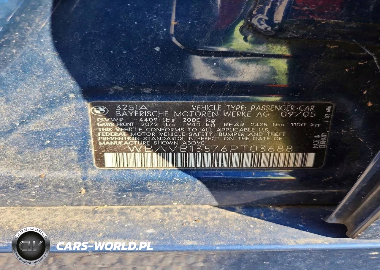 2006 BMW 325 I VIN:WBAVB13576PT03688 - 12