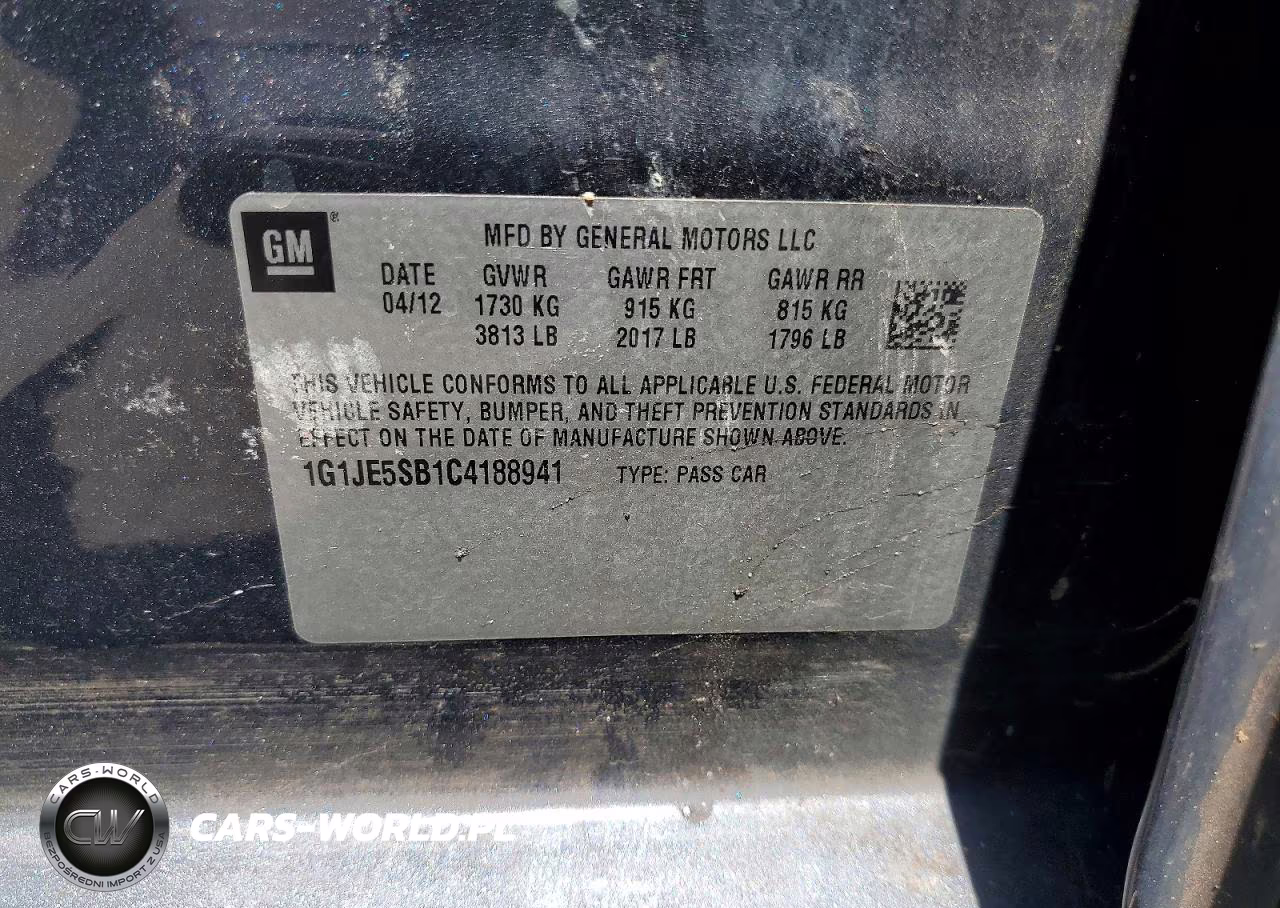 2012 CHEVROLET SONIC 2LZ VIN:1G1JE5SB1C4188941 - 13