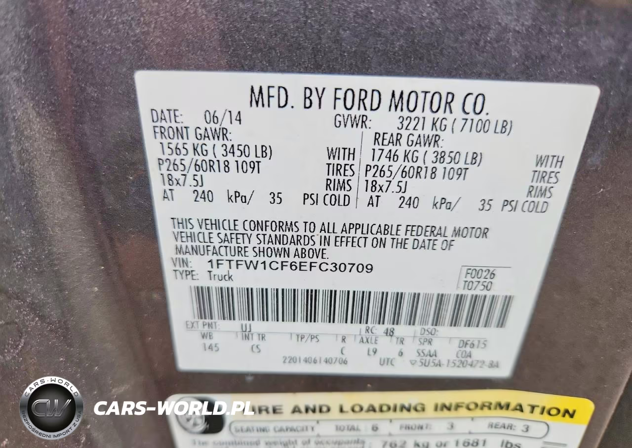 2014 Ford F150 Supercrew VIN:1FTFW1CF6EFC30709 - 12