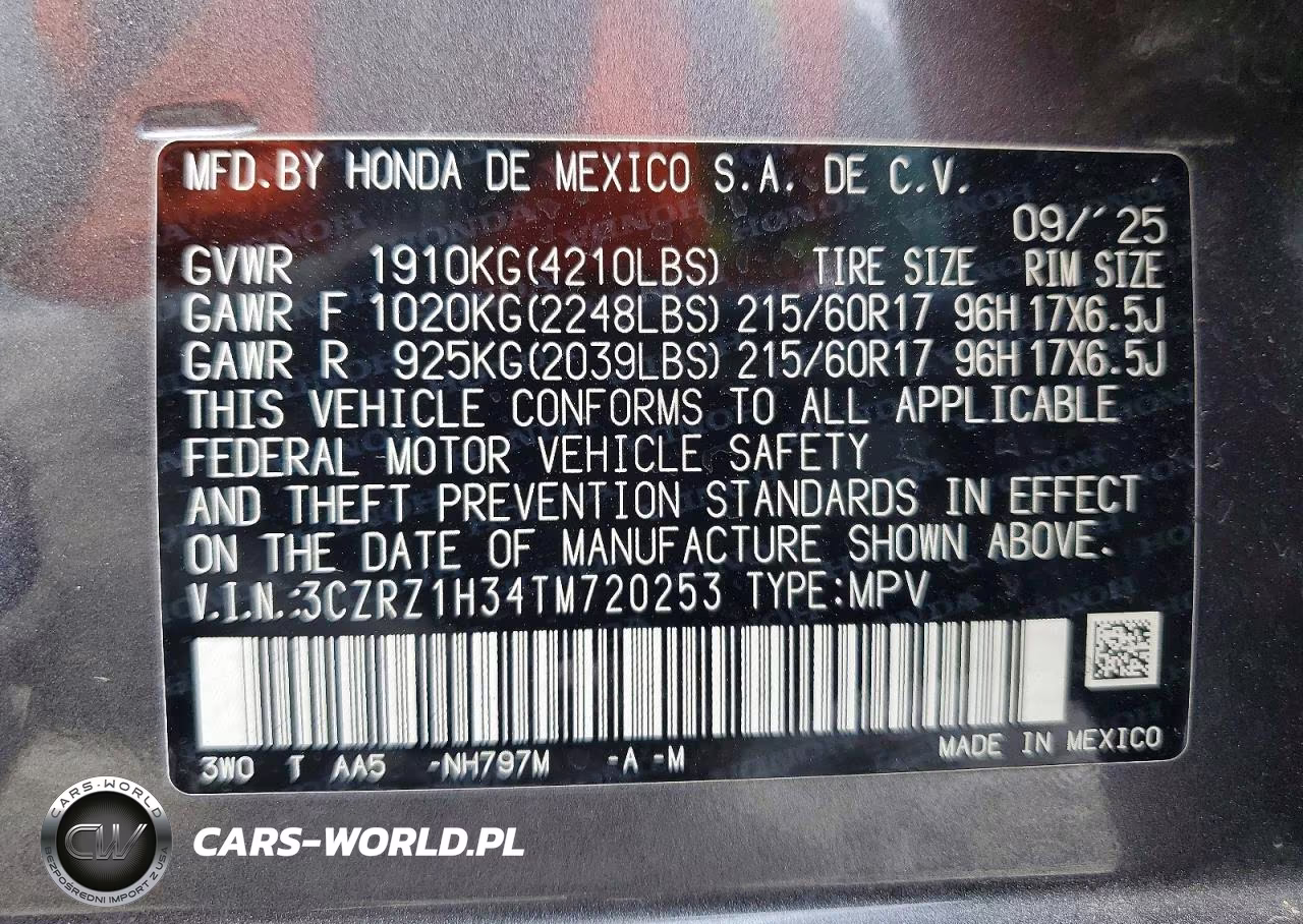 2026 Honda Hr-V Lx VIN:3CZRZ1H34TM720253 - 13