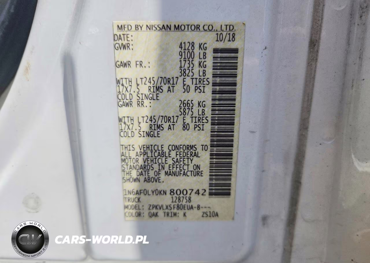 2019 Nissan Nv 2500 Hd Sv VIN:1N6AF0LY0KN800742 - 13