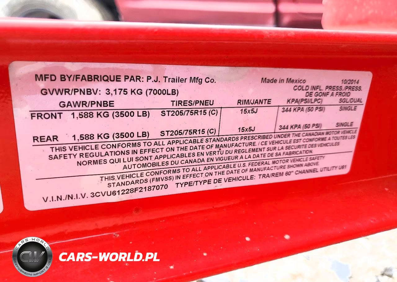 2015 Pj Trailers Company Other VIN:3CVU61228F2187070 - 10