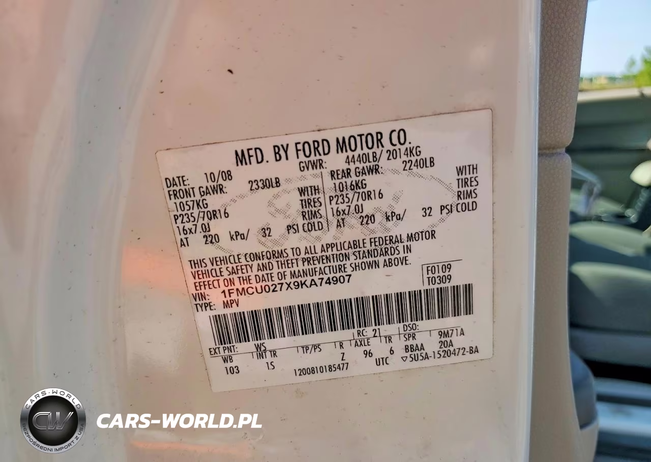 2009 Ford Escape Xls VIN:1FMCU027X9KA74907 - 12