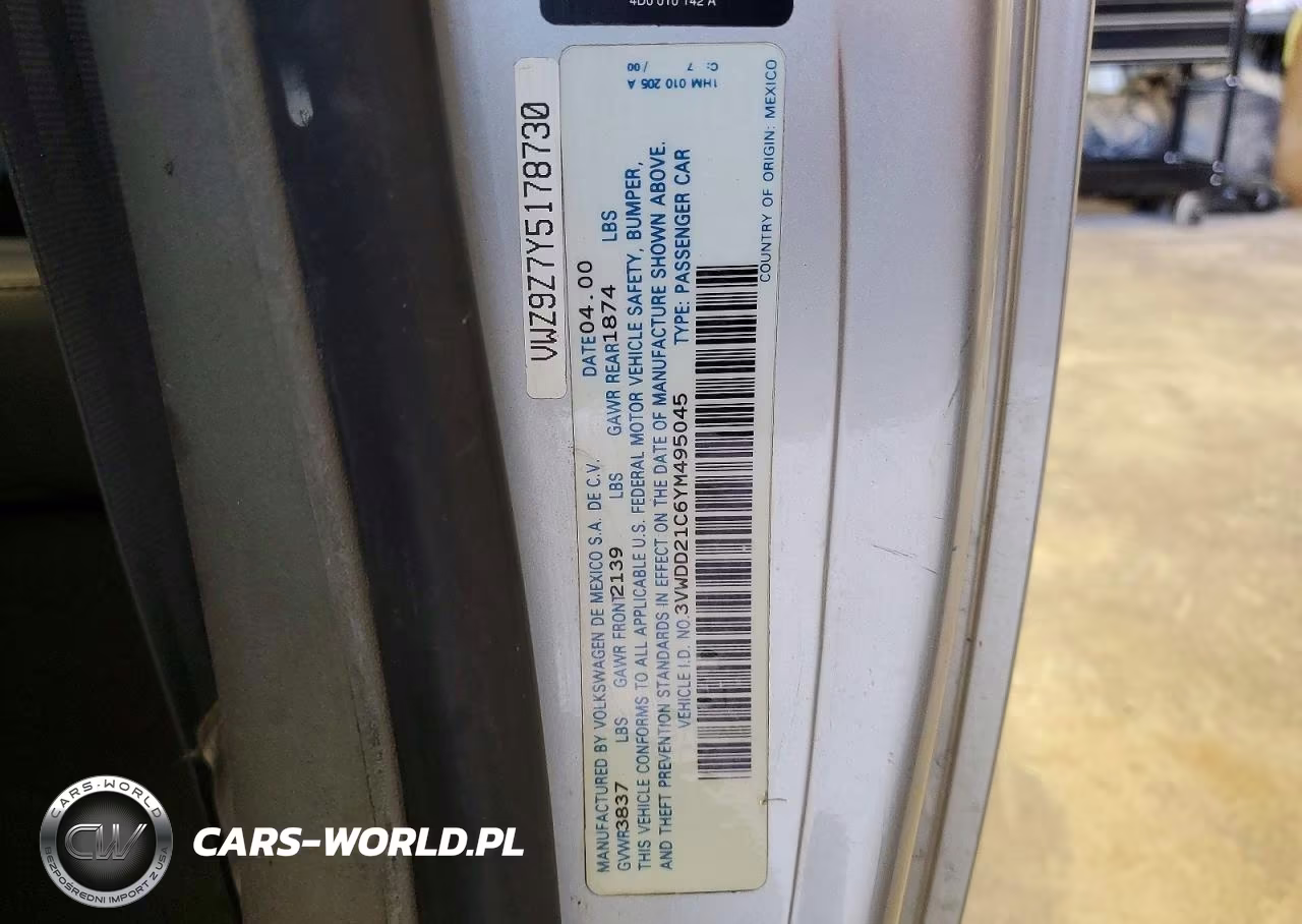 2000 Volkswagen New Beetle Glx VIN:3VWDD21C6YM495045 - 12