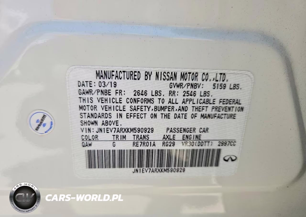 2019 Infiniti Q50 3.0T Signature Edition VIN:JN1EV7ARXKM590929 - 12