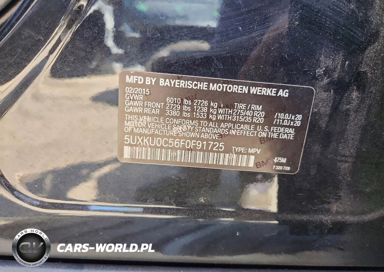 2015 BMW X6 Sdrive35I VIN:5UXKU0C56F0F91725 - 12