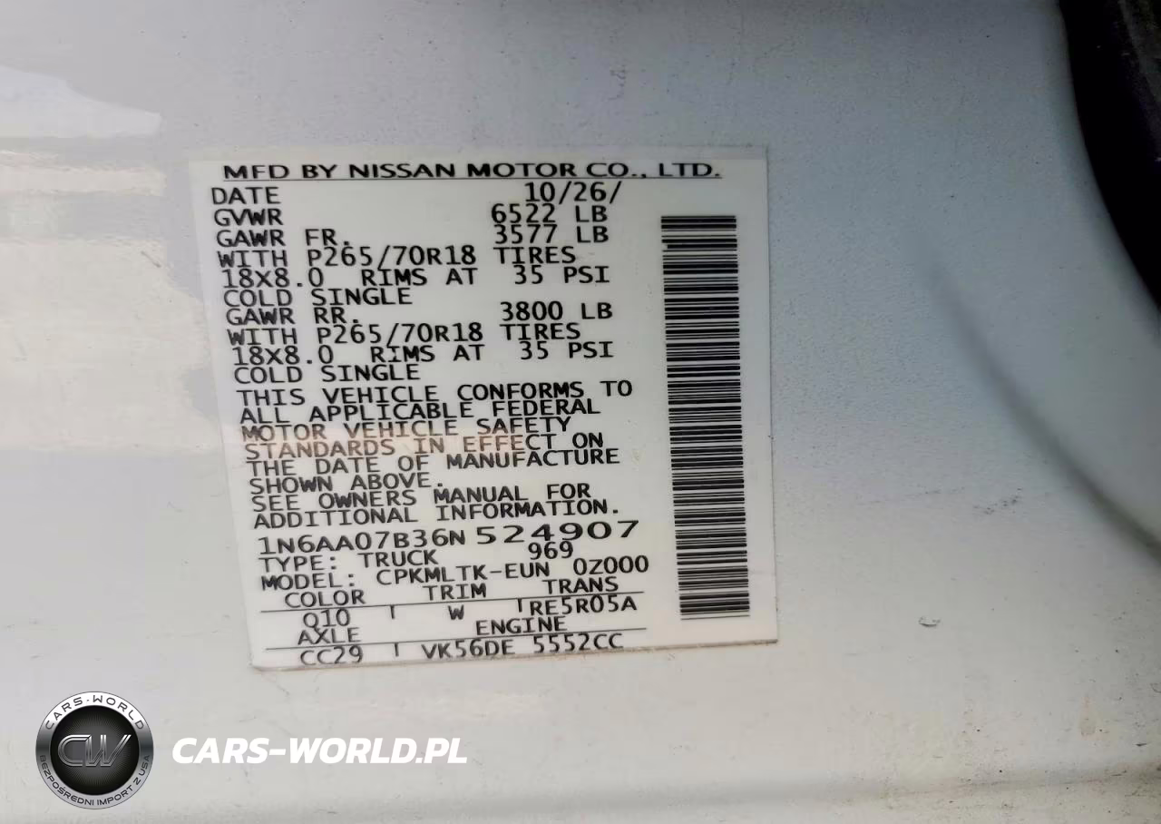 2006 Nissan Titan Xe VIN:1N6AA07B36N524907 - 12