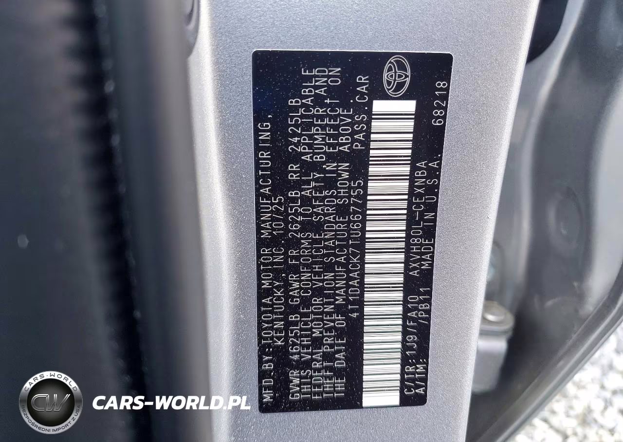2026 Toyota Camry Le VIN:4T1DAACK7TU667755 - 12