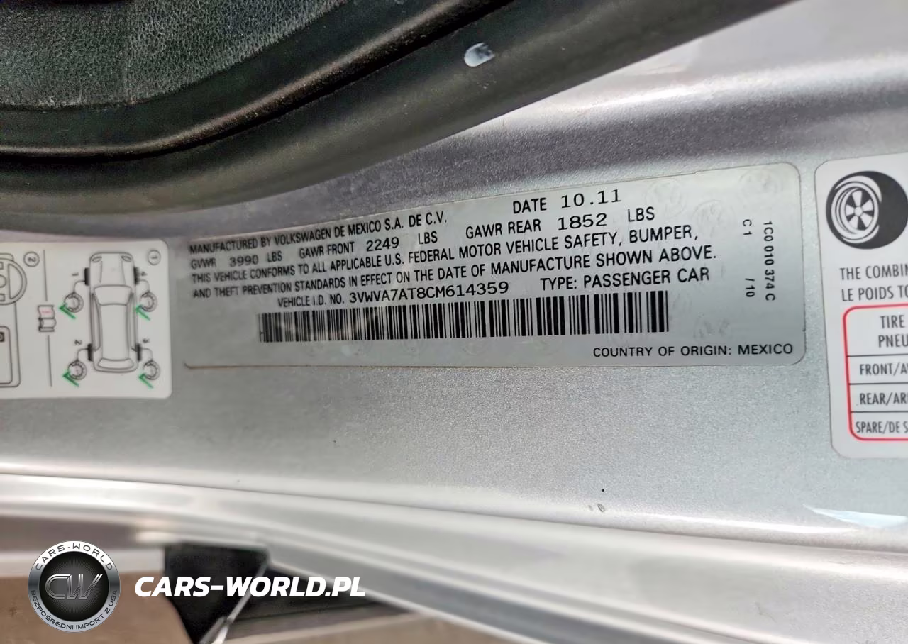 2012 Volkswagen Beetle Turbo VIN:3VWVA7AT8CM614359 - 12