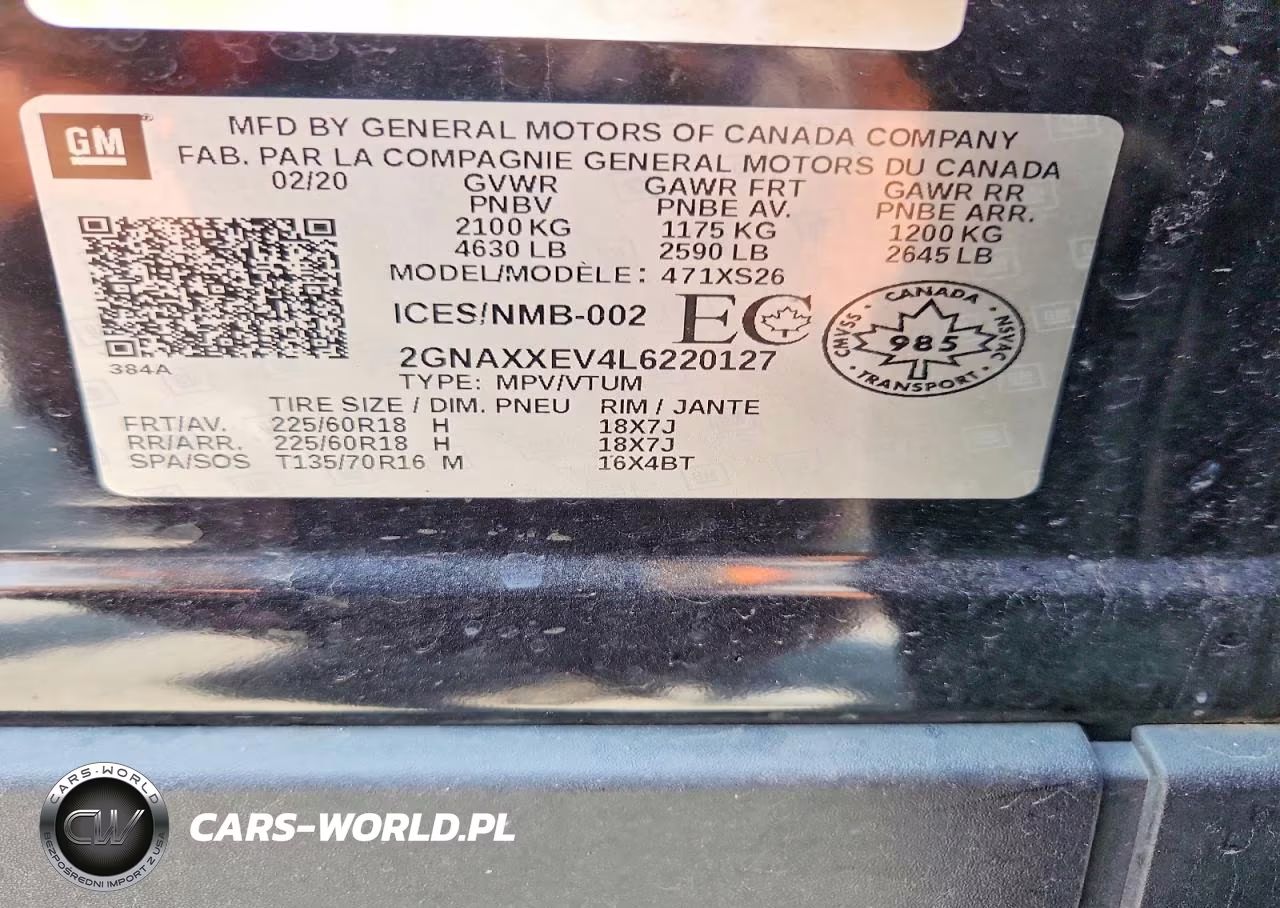 2020 Chevrolet Equinox Premier VIN:2GNAXXEV4L6220127 - 13