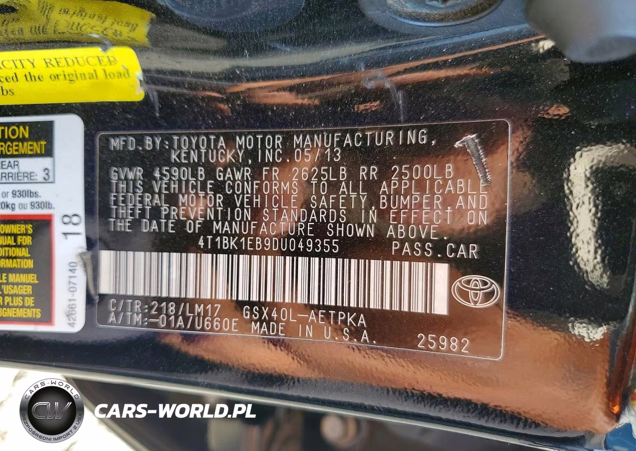 2013 Toyota Avalon Limited VIN:4T1BK1EB9DU049355 - 12