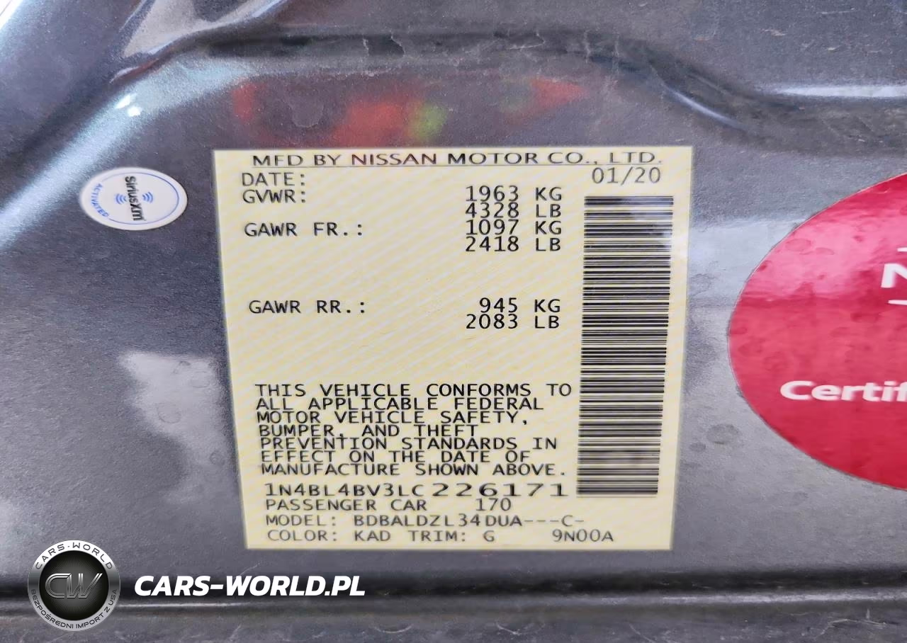 2020 Nissan Altima S VIN:1N4BL4BV3LC226171 - 12