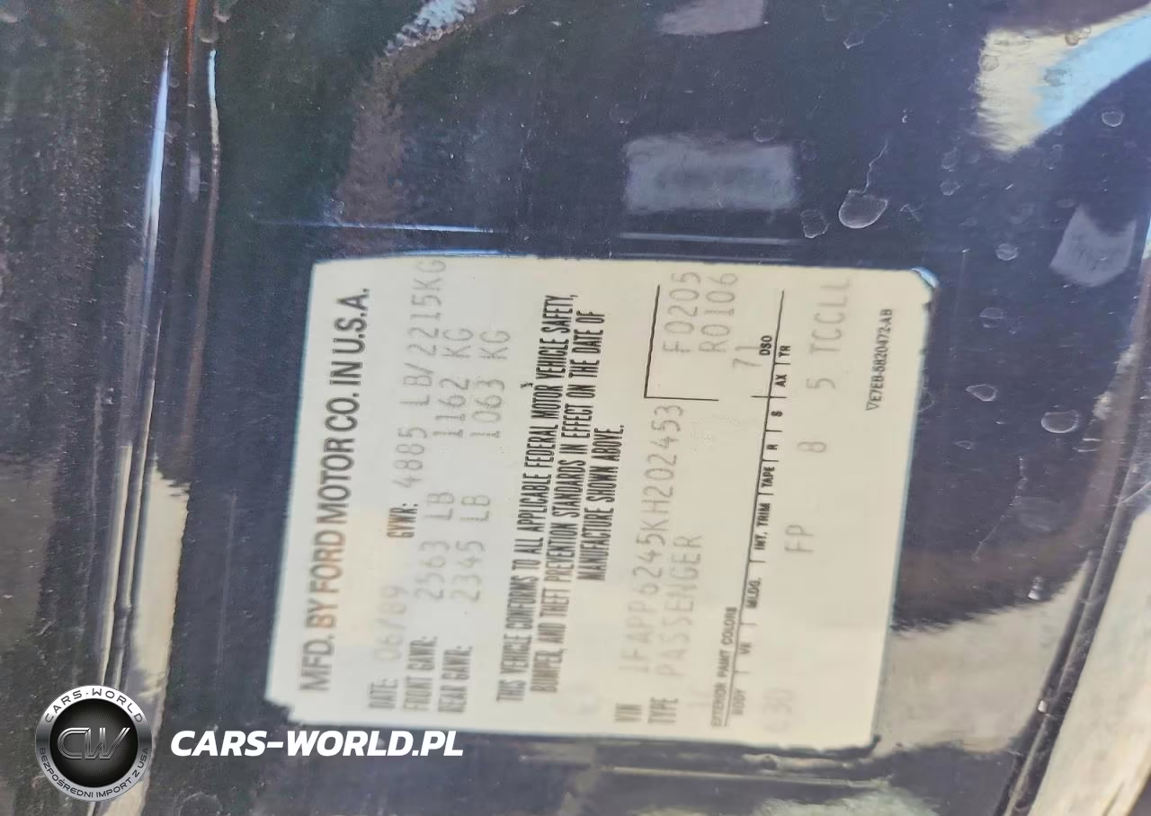1989 Ford Thunderbird Lx VIN:1FAPP6245KH202453 - 12