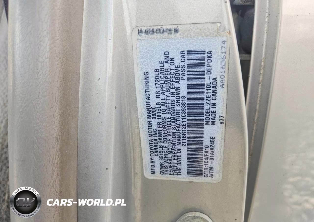2001 Toyota Corolla Le VIN:2T1BR12E11C393818 - 12