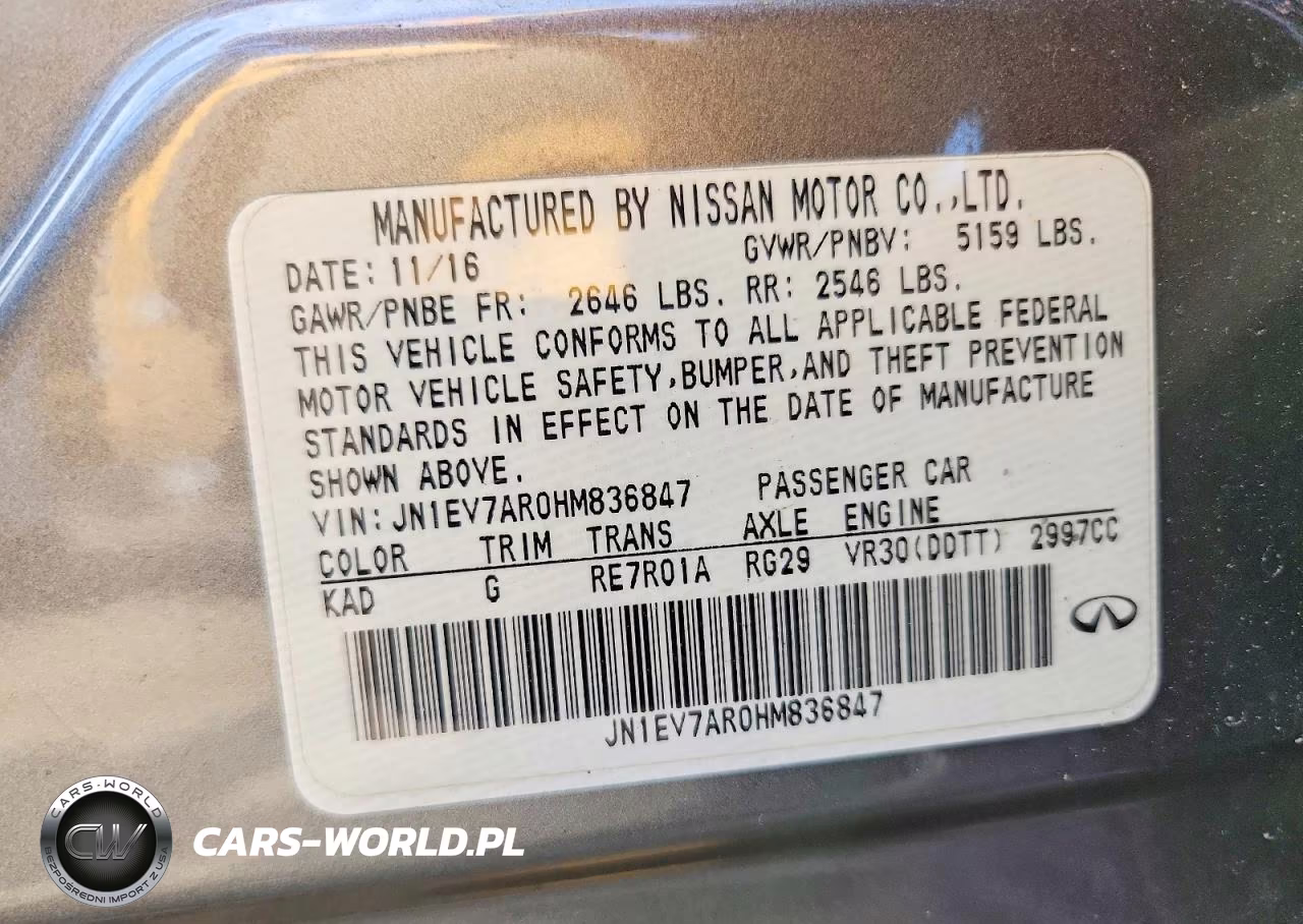 2017 Infiniti Q50 3.0T Premium VIN:JN1EV7AR0HM836847 - 12